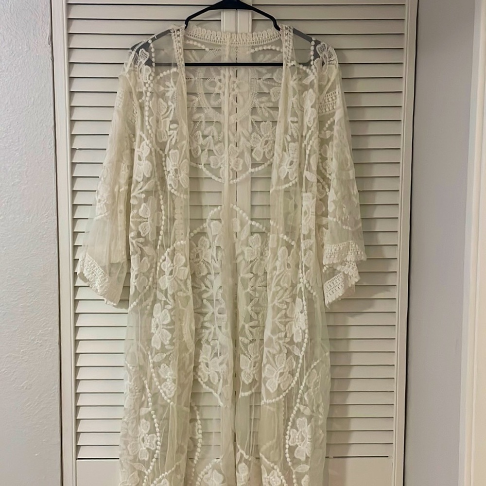 SHEIN long lace swim cover up
